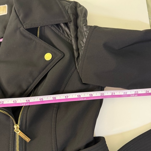 Michael Kors Black Trench Coat asymmetrical zip woman S belted jacket - Picture 8 of 12